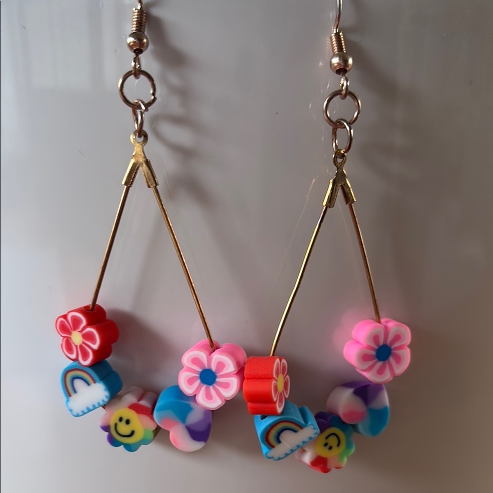 Colorful Flower and Charm Earrings - Picture 4 of 4